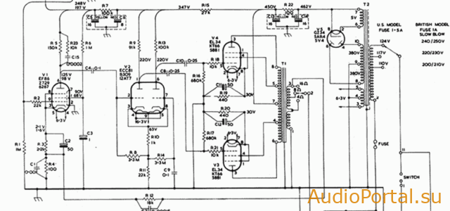 Двухтактный ламповый усилитель мощности Leak TL/25 Plus на KT-66