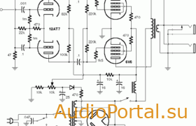 Схема лампового усилителя мощности Fender Blackface Power Amp на 6V6