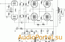 Схема лампового усилителя мощности Vox AC 100 Power Amp на EL34