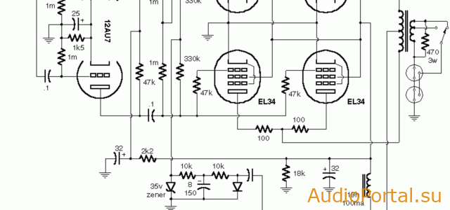 Vox AC 100 Power Amp — двухтактный ламповый усилитель на 4х EL34 (100 Вт)